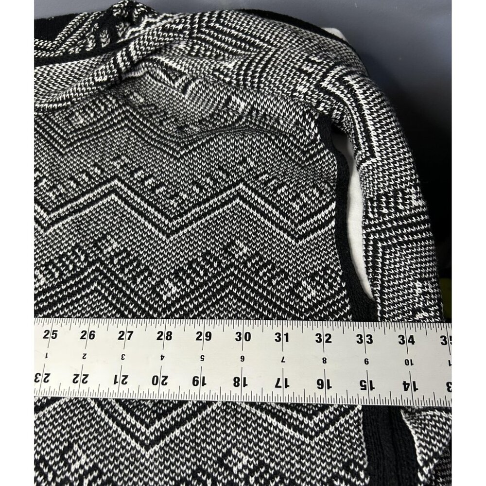 Eight Eight Eight Aztec Sweater Womens XL Black White Open Poncho Knit Cardigan - Picture 12 of 14